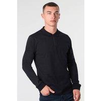 Larsson & Co Men's Tape Zip Long Sleeve Polo in Navy | Size: Small