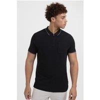 Larsson & Co Men's Waffle Textured Polo Shirt in Black | Size: Medium