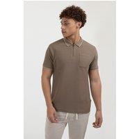 Larsson & Co Men's Waffle Textured Polo Shirt in Stone | Size: Small