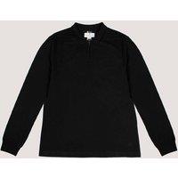 Larsson & Co Men's Textured Long Sleeve Polo in Black | Size: Small