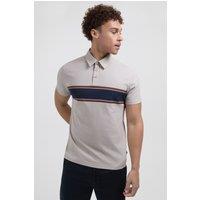 Larsson & Co Men's Chest Stripe Polo Shirt in Stone | Size: Small