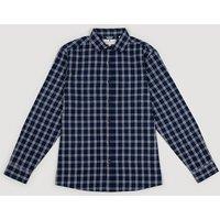 Larsson & Co Men's Check Long Sleeve Flannel Shirt in Navy | Size: XL