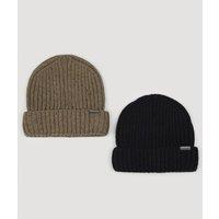 Larsson & Co Men's Wool Blend 2 Pack Knitted Beanie Hat