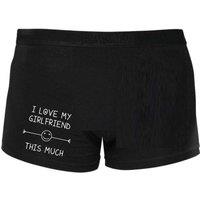 60 SECOND MAKEOVER Men's Mens Black I Love My Girlfriend This Much Boxer Shorts | Size: Medium