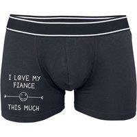 60 SECOND MAKEOVER Men's Mens Black I Love My Fiance This Much Boxer Shorts | Size: Small