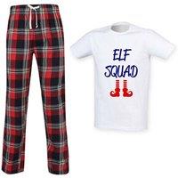 60 SECOND MAKEOVER Men's Elf Squad Tartan Trouser Pyjamas Set in Red | Size: XS