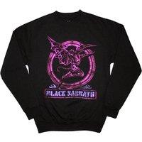Black Sabbath Men's Neon Pink Henry Oversized Sweatshirt in Black | Size: XL
