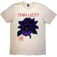 Thin Lizzy Men's Black Rose Track List T-Shirt in Natural | Size: XL