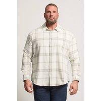 BadRhino Men's Textured Checked Shirt in Natural | Size: 4XL