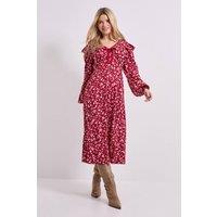 Dorothy Perkins Women's Pink Animal Contrast Bow Detail Frill Printed Midaxi Dress | Size: 10