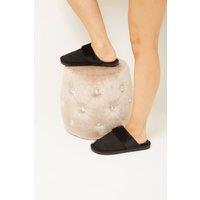 Femme Luxe Women's Black Suede Teddy Faux Fur Lined Slippers | Size: 5