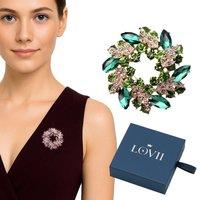Lovii Women's Austrian Crystal Floral Wreath Brooch in Purple | Size: 5