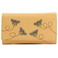 Mala leather Women's Suri Bee Leather RFID Flapover Purse in Yellow