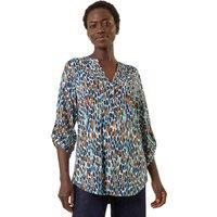 Roman Women's Spot Print Notch Neck Shirt in Navy | Size: 10