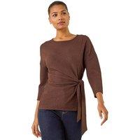 Roman Women's Textured Asymmetric Wrap Top in Chocolate | Size: 12