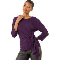 Roman Women's Textured Asymmetric Wrap Top in Purple | Size: 18