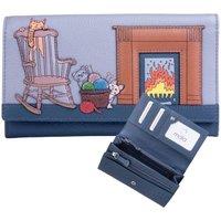 Mala leather Women's Knitting Cats Matinee Purse in Navy
