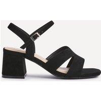 Linzi Women's Empire Wide Fit Black Faux Suede Link Detail Block Heels | Size: 5-Wide Fit