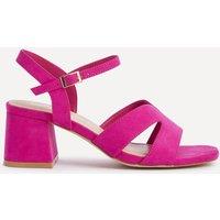 Linzi Women's Empire Wide Fit Fuchsia Faux Suede Link Detail Block Heels | Size: 5-Wide Fit