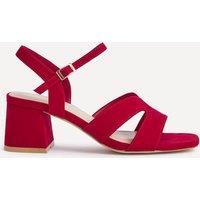 Linzi Women's Empire Wide Fit Red Faux Suede Link Detail Block Heels | Size: 7-Wide Fit