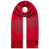 Vellin Women's Reversible Tree Patterned Scarf with Fringe in Red