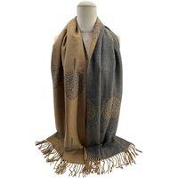 Vellin Women's Reversible Tree Patterned Scarf with Fringe in Khaki
