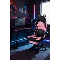 Living and Home Ergonomic High Back Gaming Chair with Footrest in Black