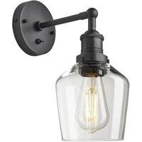Industville Brooklyn Glass Schoolhouse Wall Light - 5.5 Inch - Clear in Dark Grey | Size: Medium