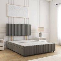 BSSPOKE Emma Divan Bed Plush Velvet 24 Headboard& No Mattress No Drawers in Grey | Size: Single
