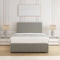 BSSPOKE Emma Divan Bed Set Plush Velvet 24 Headboard & Mattress No Drawers in Silver | Size: Super King