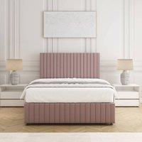 BSSPOKE Emma Divan Bed Set Plush Velvet 24 Headboard & Mattress No Drawers in Pink | Size: Small Double