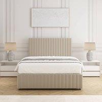 BSSPOKE Emma Divan Bed Set Plush Velvet 24 Headboard & Mattress No Drawers in Cream | Size: Single