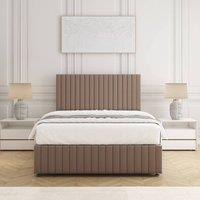 BSSPOKE Emma Divan Bed Set Plush Velvet 24 Headboard & Mattress No Drawers in Taupe | Size: Single