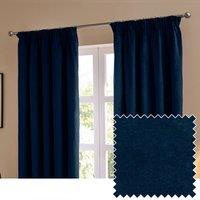 Furn The Ultimate Velvet Room Darkening Pencil Pleat Curtain Pair in Blue | Size: 229 cm width x 183 cm drop