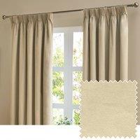 Furn The Ultimate Velvet 100% Blackout Pencil Pleat Curtain Pair in Beige | Size: 168 cm width x 137 cm drop