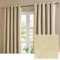 Furn The Ultimate Velvet 100% Blackout Eyelet Curtain Pair in Beige | Size: 229 cm width x 137 cm drop