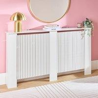 OHS Ribbed Large Radiator Cover Slatted Engineered Wood in White