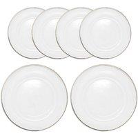 Neel Blue 33cm Charger Plates Clear Glass with Trim with Diamante & Pearl Flower Design, Set of 6 in Silver
