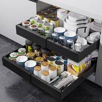 Appaso Adjustable 32-52cm Pull Out Drawers for Cabinets, (2pc, 52cm Deep) in Black