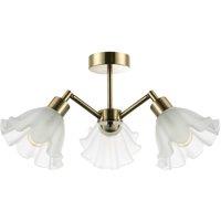 Happy Homewares Traditional Ceiling Light Fitting with Frosted Scallop Glass Shades in Metallic Gold