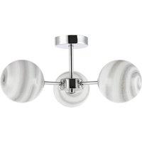 Happy Homewares Designer Ceiling Light Fitting with Marble Glass Spherical Shades in Silver