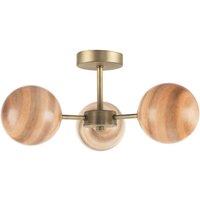 Happy Homewares Designer Ceiling Light Fitting with Marble Glass Spherical Shades in Metallic Gold