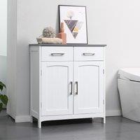 Kleankin Bathroom Floor Cabinet Free Standing Storage Cupboard with 2 Drawers in White