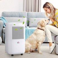 HOMCOM 10L per Day 2.2L Portable Dehumidifier with WiFi Smart App Control in White
