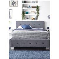 Aspire Side Opening Ottoman Storage in Grey Plush Velvet | Size: Small Double