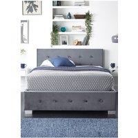 Aspire Side Opening Ottoman Storage in Grey Plush Velvet | Size: King