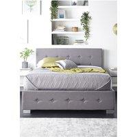 Aspire Side Opening Ottoman Storage in Grey Linen | Size: Small Double