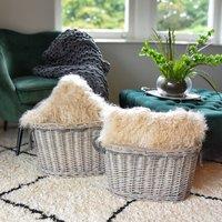 Madison & Mayfair Set Of 2 Oval Log Baskets in Grey Wash