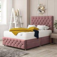 PARADISE BEDS LTD Velvet Vault Divan Bed Set With 2 Storage drawers in Pink | Size: Small Double