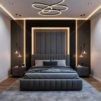 PARADISE BEDS LTD Noble Grace High Headboard Bed in Grey | Size: Super King